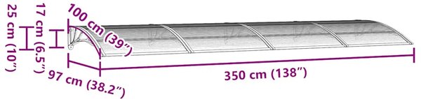 Nadstrešnica za vrata siva 350x100 cm polikarbonat - Siva i bijela 350 x 100 cm 1 Siva i bijela