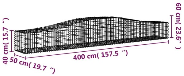 Gabion - Gabion ograde - Gabionska košara s lukom 400x50x40/60 cm pocinčano željezo - 400 x 50 x 40/60 cm 1 400 x 50 x 40/60 cm