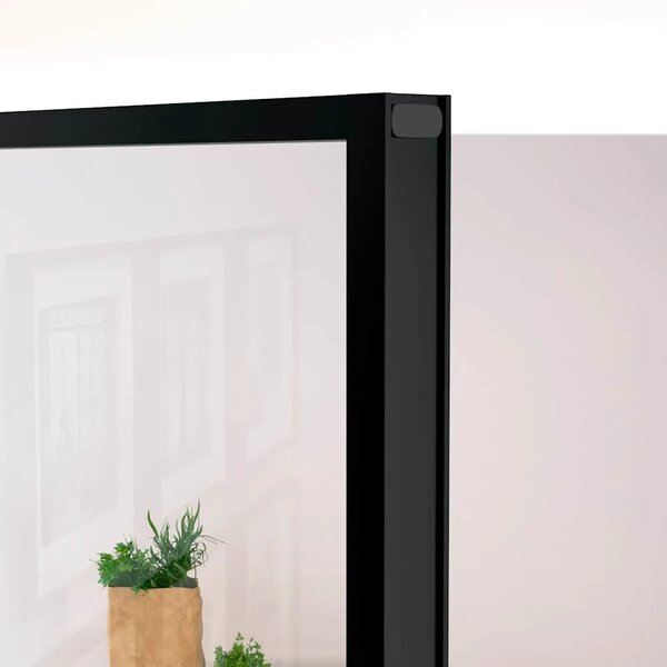Sobna vrata crna 76 x 201 5 cm kaljeno staklo i aluminij tanka - Crna i prozirna 76 x 201.5 cm 1 3 vodoravne šipke