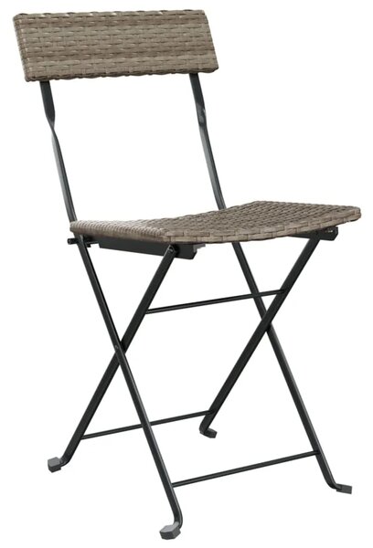 3-dijelni sklopivi bistro set od poliratana sivi - Siva 3 Siva