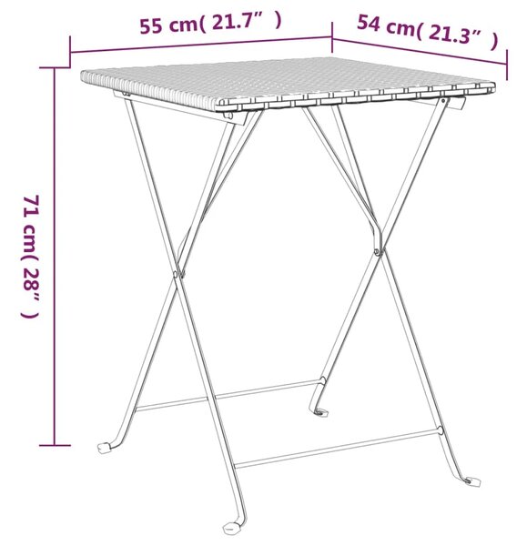 3-dijelni sklopivi bistro set od poliratana sivi - Siva 3 Siva