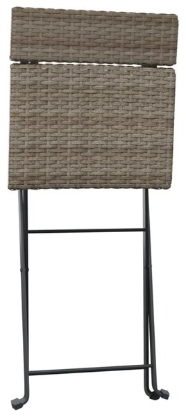 3-dijelni sklopivi bistro set od poliratana sivi - Siva 3 Siva