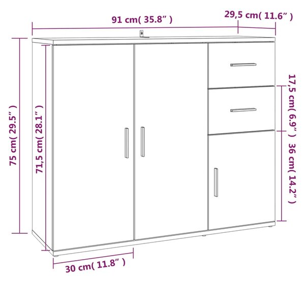 Komoda Sonoma hrast 91x29 5x75 cm Konstruirano drvo - sonoma hrast 1 Sonoma hrast