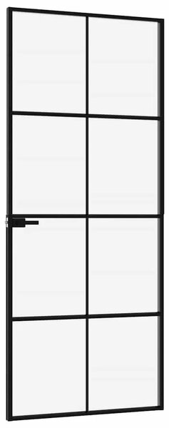 Sobna vrata crna 83 x 201 5 cm kaljeno staklo i aluminij tanka - Crna i prozirna 83 x 201.5 cm 1 Mreže 4 x 2