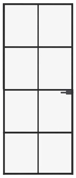 Sobna vrata crna 83 x 201 5 cm kaljeno staklo i aluminij tanka - Crna i prozirna 83 x 201.5 cm 1 Mreže 4 x 2