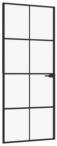 Sobna vrata crna 83 x 201 5 cm kaljeno staklo i aluminij tanka - Crna i prozirna 83 x 201.5 cm 1 Mreže 4 x 2