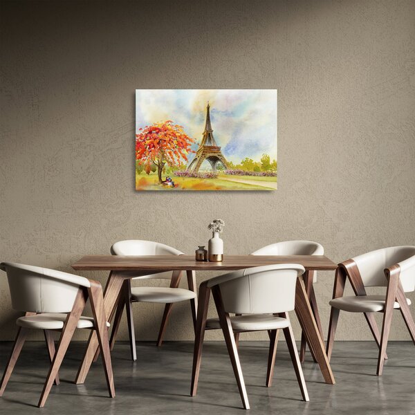Slikana staklena slika Eiffelovog tornja (70x50 cm)