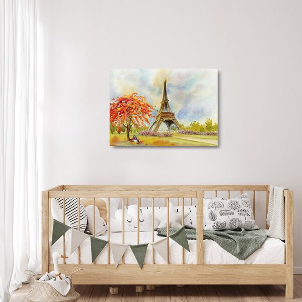 Slikana staklena slika Eiffelovog tornja (70x50 cm)