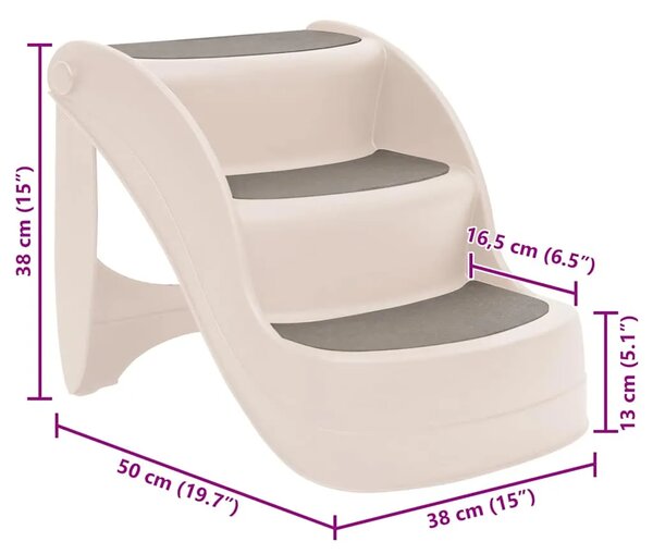 Sklopive ljestve za pse s 3 stepenice krem 50x38x38 cm plastika - Krema Krema
