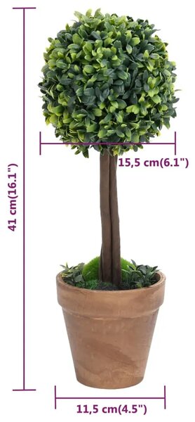 Umjetni šimširi s posudama 2 kom u obliku kugle zeleni 41 cm - 11.5 x 41 cm 2 11.5 x 41 cm