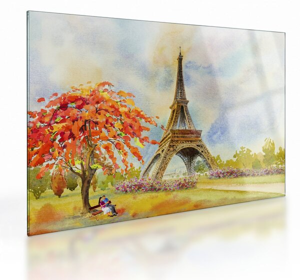 Slikana staklena slika Eiffelovog tornja (70x50 cm)