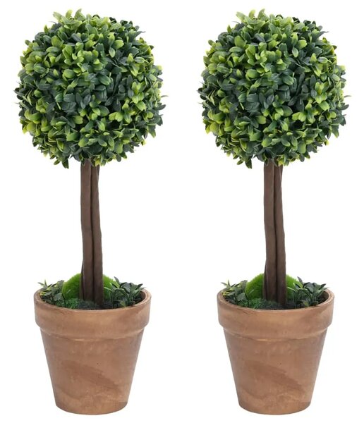 Umjetni šimširi s posudama 2 kom u obliku kugle zeleni 41 cm - 11.5 x 41 cm 2 11.5 x 41 cm