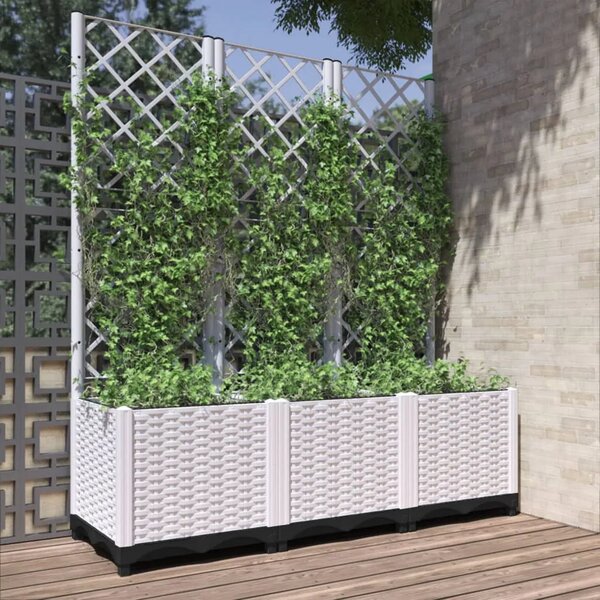Vrtna sadilica s rešetkom bijela 120 x 40 x 136 cm PP - Bijela 120 x 40 x 136 cm 1 Bijela