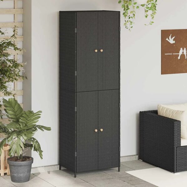 Vrtni ormarić za pohranu crni 59 x 40 x 180 cm od poliratana - Crna 1 1 Crna