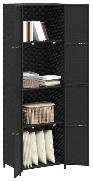 Vrtni ormarić za pohranu crni 59 x 40 x 180 cm od poliratana - Crna 1 1 Crna