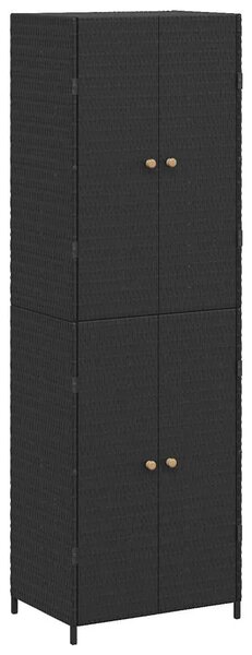 Vrtni ormarić za pohranu crni 59 x 40 x 180 cm od poliratana - Crna 1 1 Crna