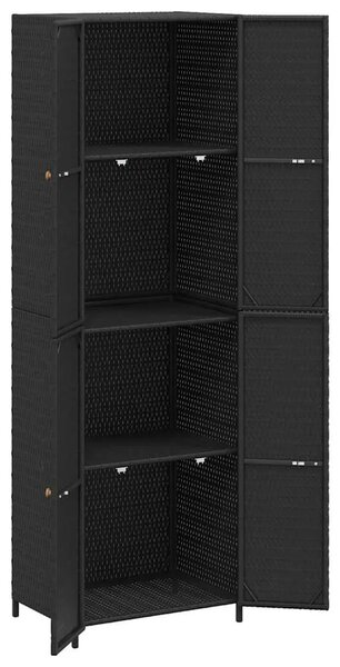 Vrtni ormarić za pohranu crni 59 x 40 x 180 cm od poliratana - Crna 1 1 Crna