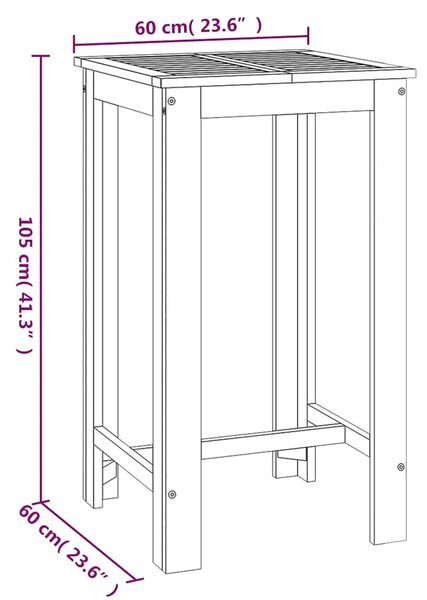 Vrtni barski stol 60 x 60 x 105 cm od masivnog bagremovog drva - 60 x 60 x 105 cm 1 60 x 60 x 105 cm