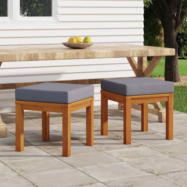 Vrtni stolci s jastucima 2 kom 40x40x34 cm od bagremovog drva - Prirodna 2 Siva Siva