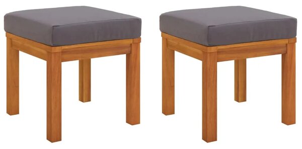 Vrtni stolci s jastucima 2 kom 40x40x34 cm od bagremovog drva - Prirodna 2 Siva Siva