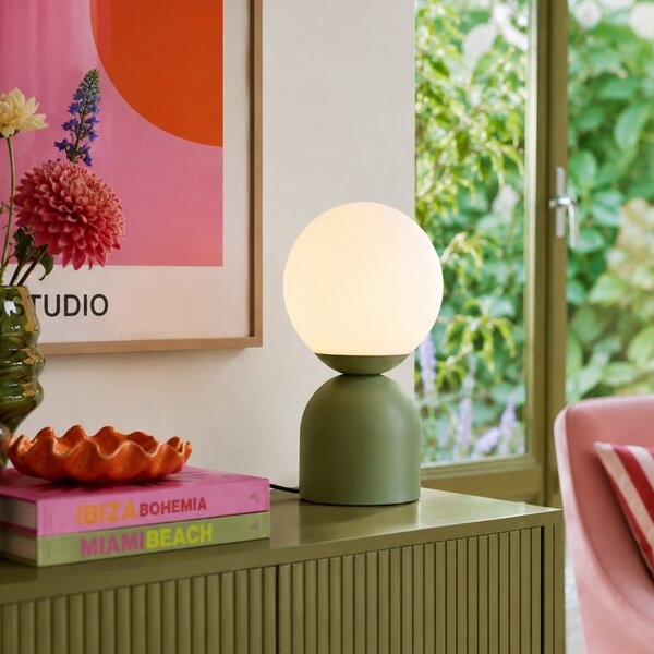 Hotel Chic Table Lamp Green with Opal Glass - Pallon Trend