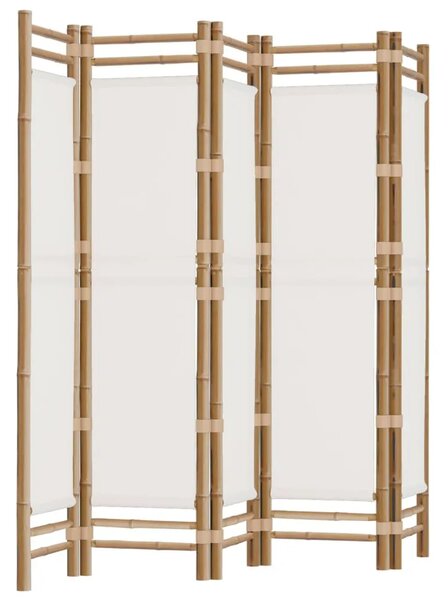 Paravan - Sklopiva sobna pregrada s 5 panela 200 cm od bambusa i platna - Krem bijela 200 x 180 cm 1 Krem bijela