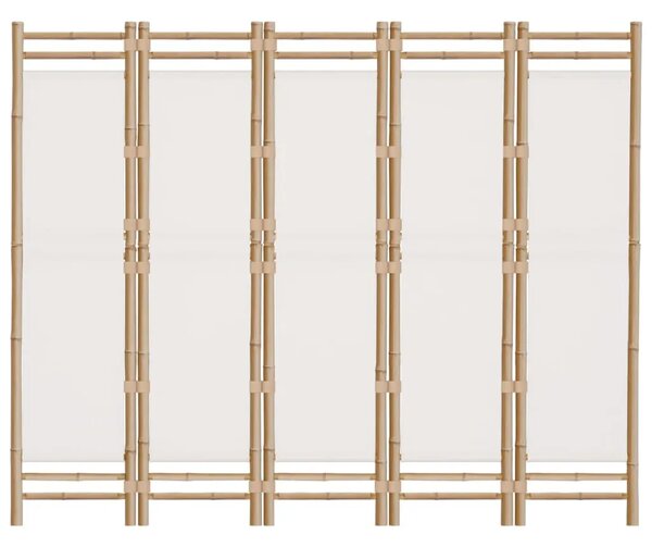 Paravan - Sklopiva sobna pregrada s 5 panela 200 cm od bambusa i platna - Krem bijela 200 x 180 cm 1 Krem bijela