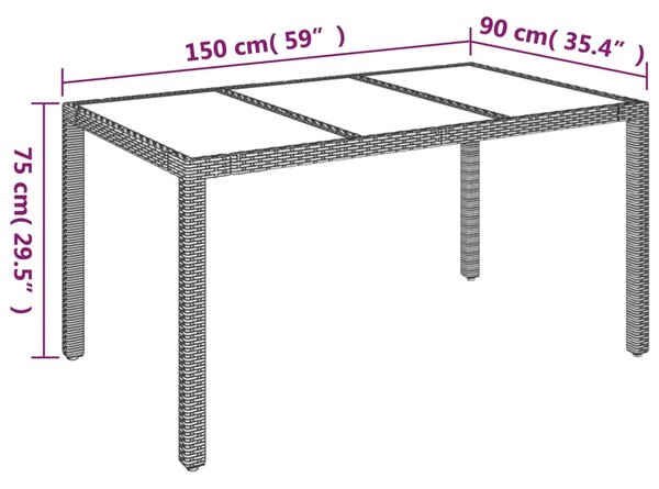 Vrtna garnitura - 7-dijelni vrtni blagovaonski set sivi od poliratana - Siva Dužina stola 150 cm 6 Siva