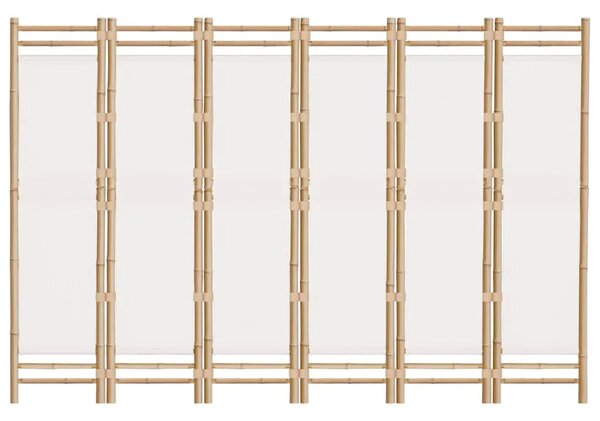 Paravan - Sklopiva sobna pregrada s 6 panela 240 cm od bambusa i platna - Krem bijela 240 x 180 cm 1 Krem bijela