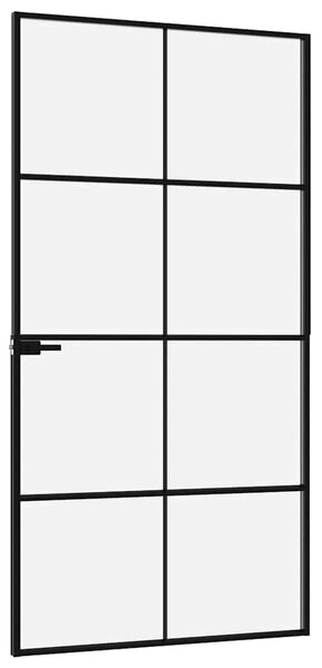 Sobna vrata crna 102 x 201 5 cm kaljeno staklo i aluminij tanka - Crna i prozirna 102 x 201.5 cm 1 Mreže 4 x 2