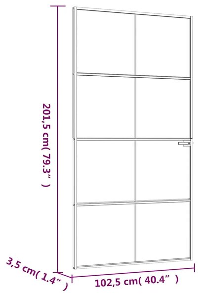 Sobna vrata crna 102 x 201 5 cm kaljeno staklo i aluminij tanka - Crna i prozirna 102 x 201.5 cm 1 Mreže 4 x 2