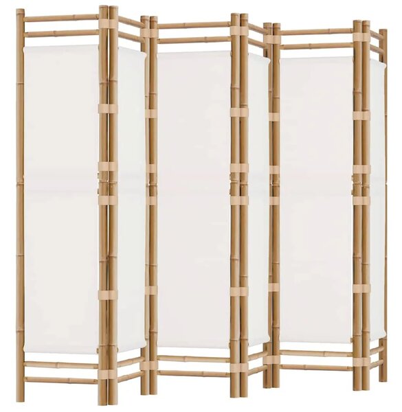 Paravan - Sklopiva sobna pregrada s 6 panela 240 cm od bambusa i platna - Krem bijela 240 x 180 cm 1 Krem bijela