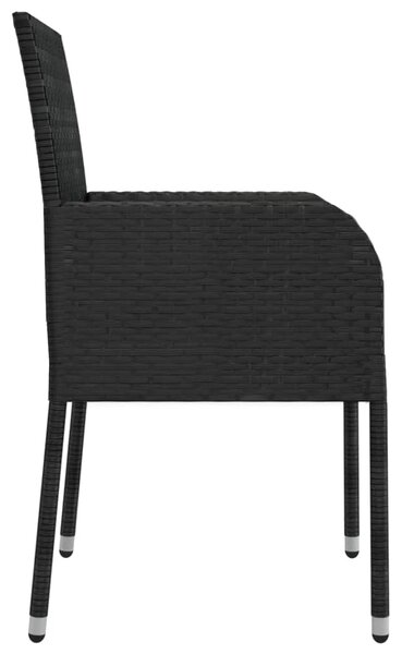 Vrtna garnitura - 9-dijelni vrtni blagovaonski set s jastucima crni od poliratana - Crna Dužina stola 190 cm 8 Crna