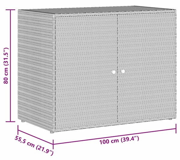 Vrtni ormarić za pohranu sivi 100 x 55 5 x 80 cm od poliratana - Siva 1 1 Siva