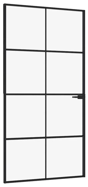 Sobna vrata crna 102 x 201 5 cm kaljeno staklo i aluminij tanka - Crna i prozirna 102 x 201.5 cm 1 Mreže 4 x 2