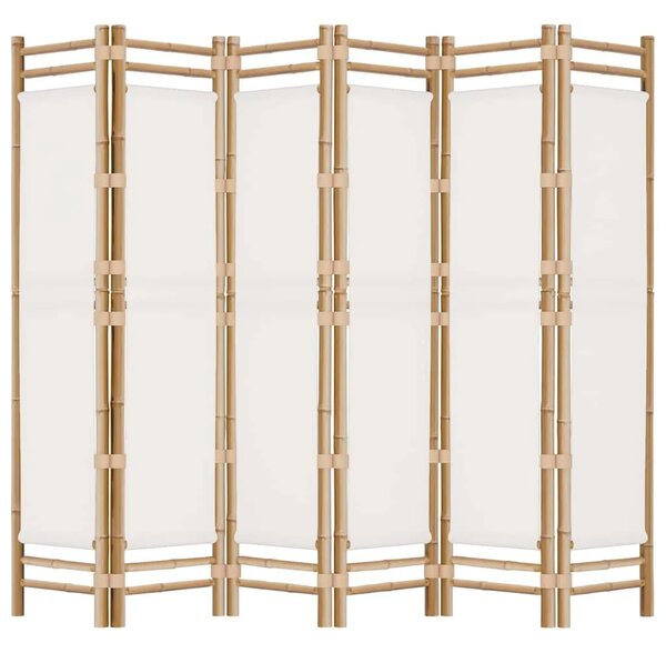 Paravan - Sklopiva sobna pregrada s 6 panela 240 cm od bambusa i platna - Krem bijela 240 x 180 cm 1 Krem bijela
