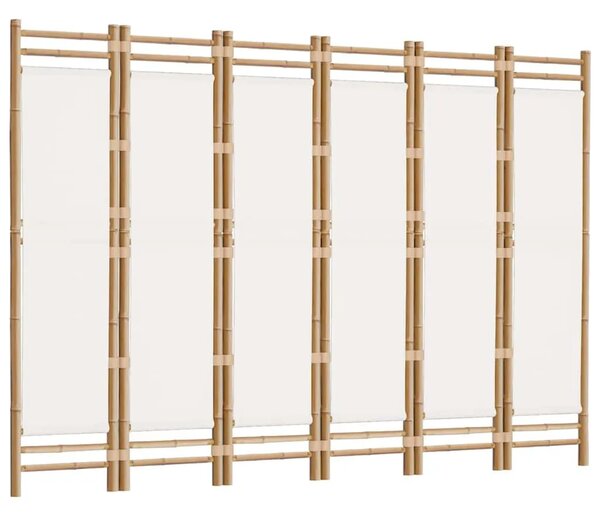 Paravan - Sklopiva sobna pregrada s 6 panela 240 cm od bambusa i platna - Krem bijela 240 x 180 cm 1 Krem bijela