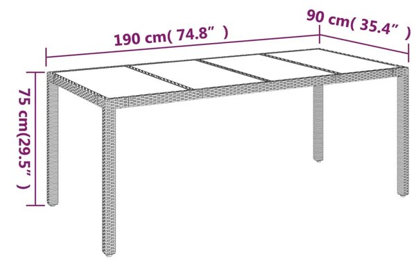 Vrtna garnitura - 9-dijelni vrtni blagovaonski set s jastucima crni od poliratana - Crna Dužina stola 190 cm 8 Crna