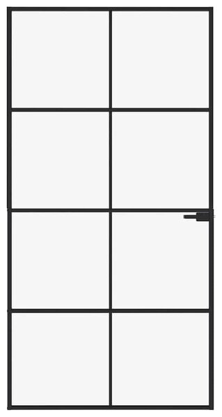 Sobna vrata crna 102 x 201 5 cm kaljeno staklo i aluminij tanka - Crna i prozirna 102 x 201.5 cm 1 Mreže 4 x 2