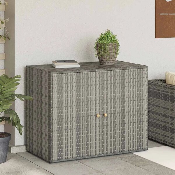 Vrtni ormarić za pohranu sivi 100 x 55 5 x 80 cm od poliratana - Siva 1 1 Siva