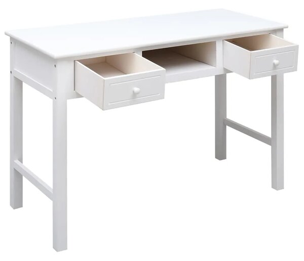 Radni stol bijeli 108 x 45 x 76 cm od masivnog drva paulovnije - Bijela Bijela