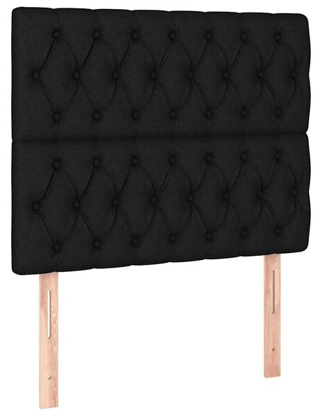 Box spring krevet s madracem crni 90x190 cm od tkanine - Crna 90 x 190 cm Dizajn s gumbima Crna