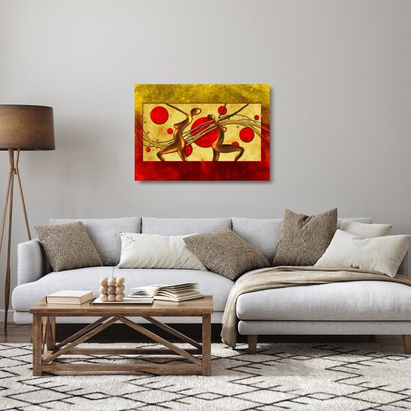 Apstraktna staklena slika s dvije žene (70x50 cm)