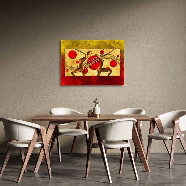 Apstraktna staklena slika s dvije žene (70x50 cm)