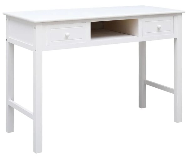 Radni stol bijeli 108 x 45 x 76 cm od masivnog drva paulovnije - Bijela Bijela