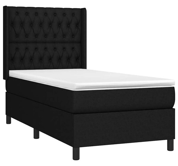 Box spring krevet s madracem crni 90x190 cm od tkanine - Crna 90 x 190 cm Dizajn s gumbima Crna