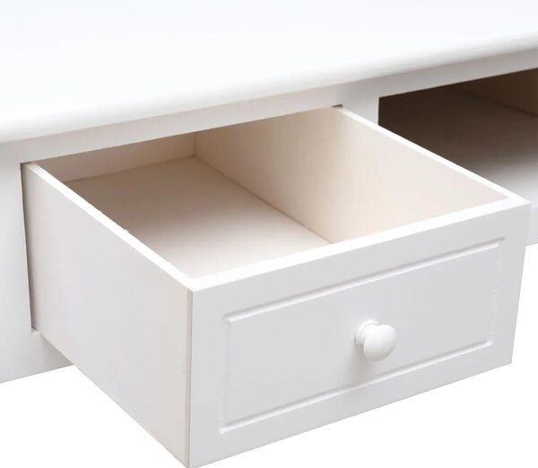 Radni stol bijeli 108 x 45 x 76 cm od masivnog drva paulovnije - Bijela Bijela