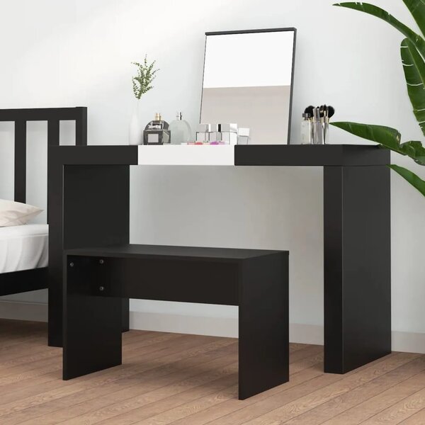 Toaletni stolac crni 70 x 35 x 45 cm od konstruiranog drva - Crna Crna