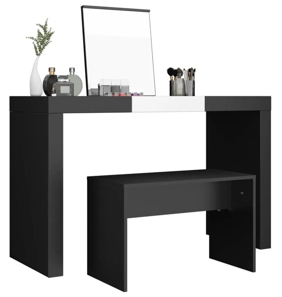 Toaletni stolac crni 70 x 35 x 45 cm od konstruiranog drva - Crna Crna