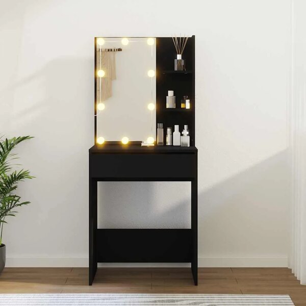 Toaletni stolić s LED svjetlima crni 60 x 40 x 140 cm - Crna 1 Crna